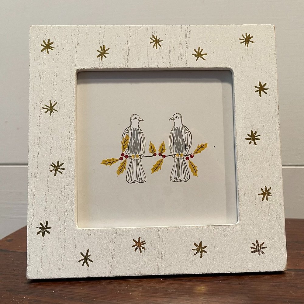 COPY - NEW Opalhouse Photo Frame White Wood with Gold Stars 4” x 4”